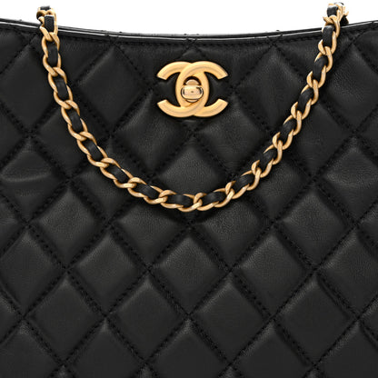 Chanel Lambskin Quilted Small Pearl Crush Hobo Black 8 of 10