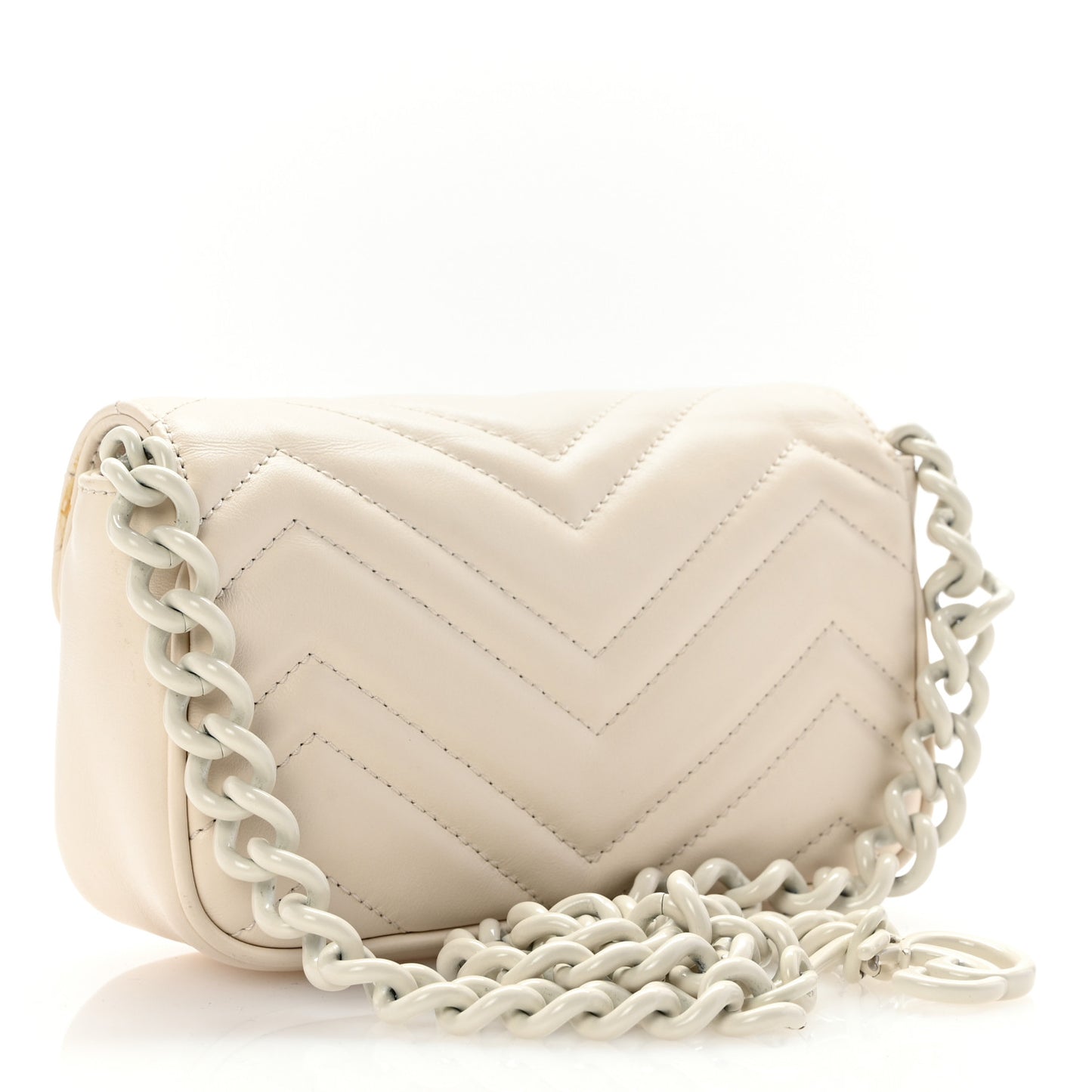 Calfskin Matelasse Monochrome GG Marmont Chain Belt Bag Mystic White