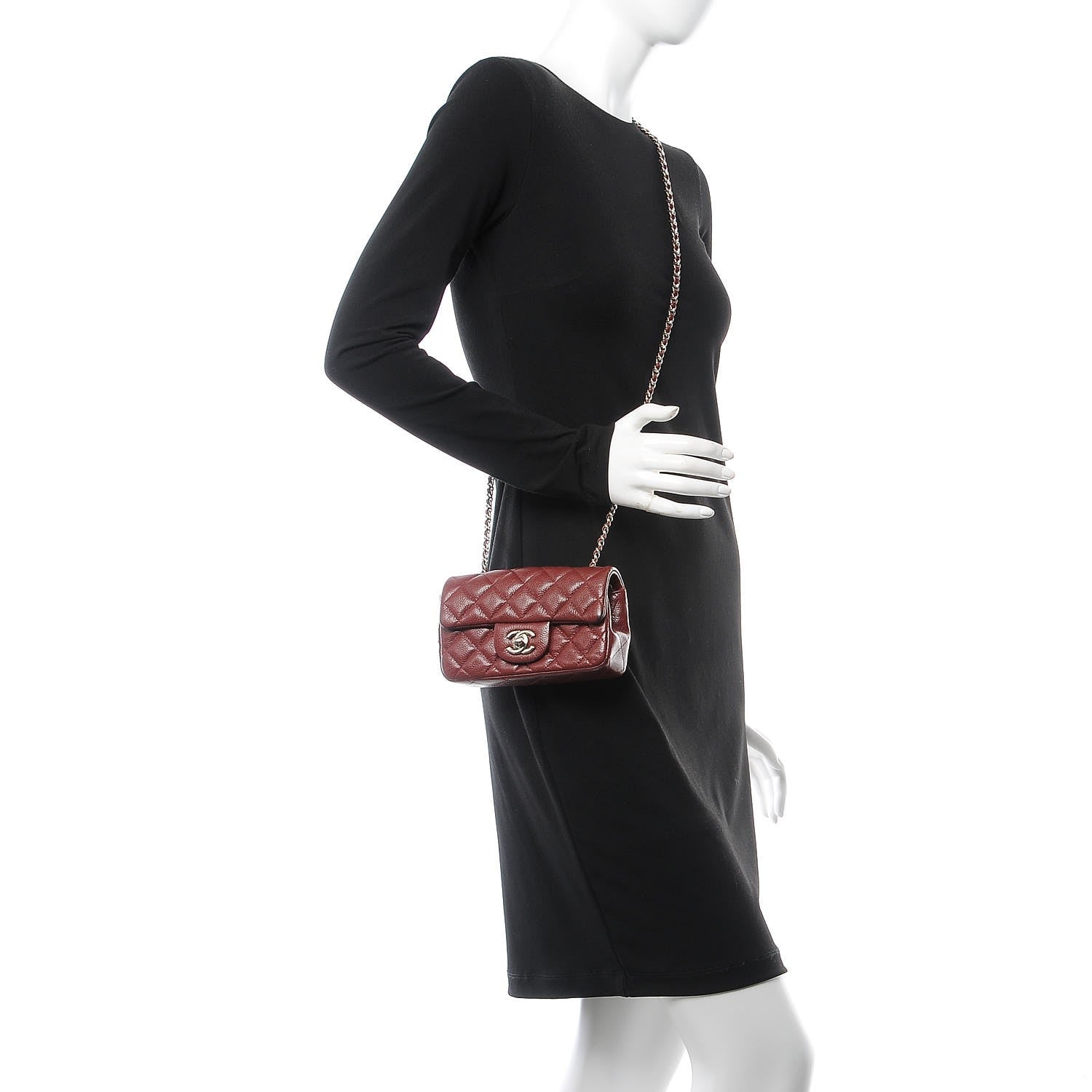 Chanel Caviar Quilted Extra Mini Flap Burgundy 2 of 13