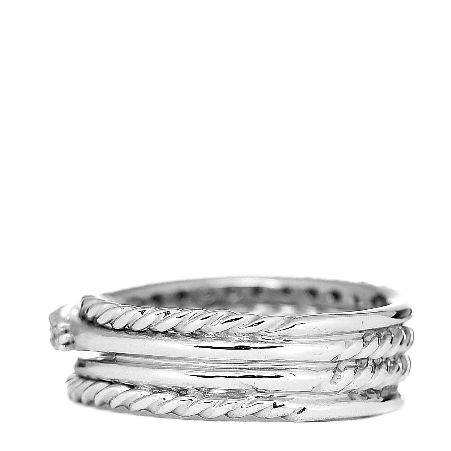 Sterling Silver Diamond 7mm Crossover Ring 49 5