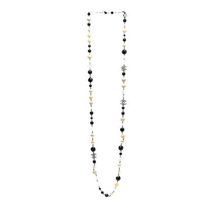 Chanel Pearl Crystal Bead CC Long Necklace Black 3 of 7