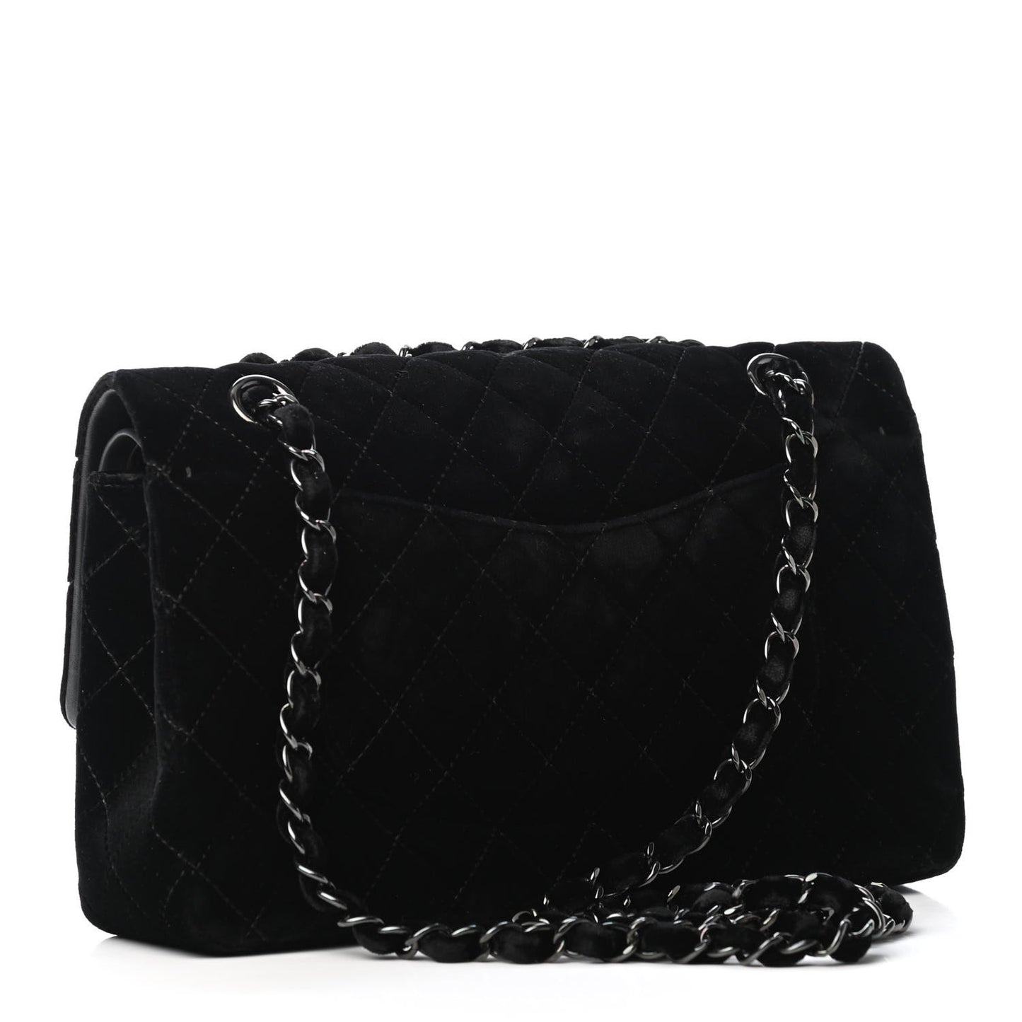 Velvet Quilted Medium Double Flap So Black