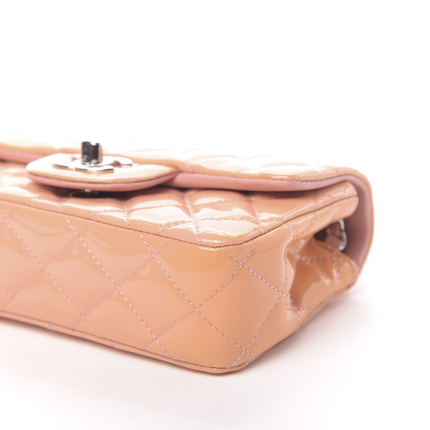 Patent Calfskin Quilted Extra Mini Flap Pink