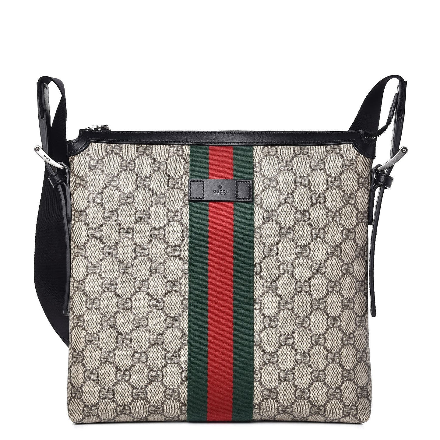 GG Supreme Monogram Web Messenger Bag Black