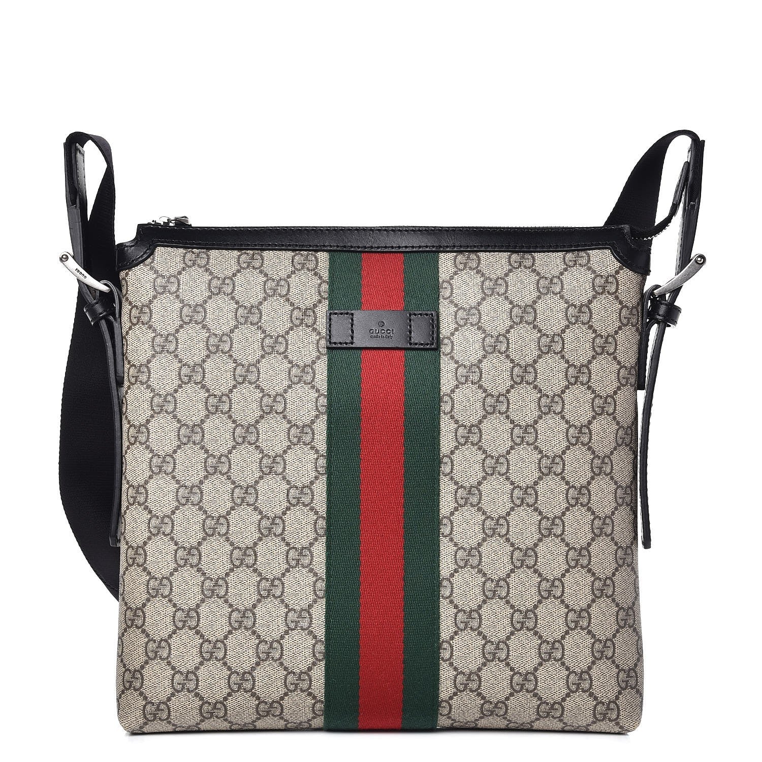 Gucci GG Supreme Monogram Web Messenger Bag Black 1 of 9