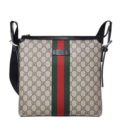 Gucci GG Supreme Monogram Web Messenger Bag Black 1 of 9