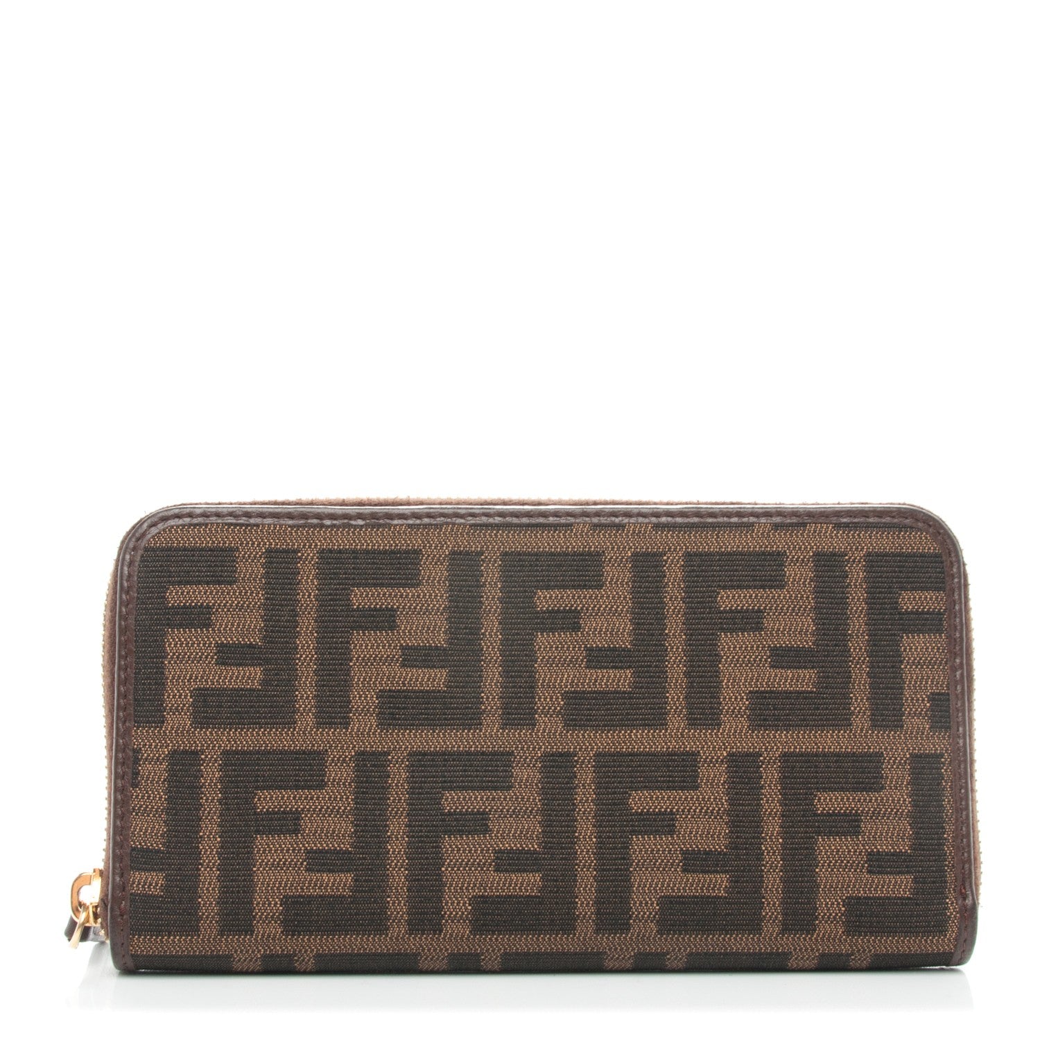 Fendi Zucca Vitello Artic Zip Around Wallet Tobacco Castagna 1 of 7