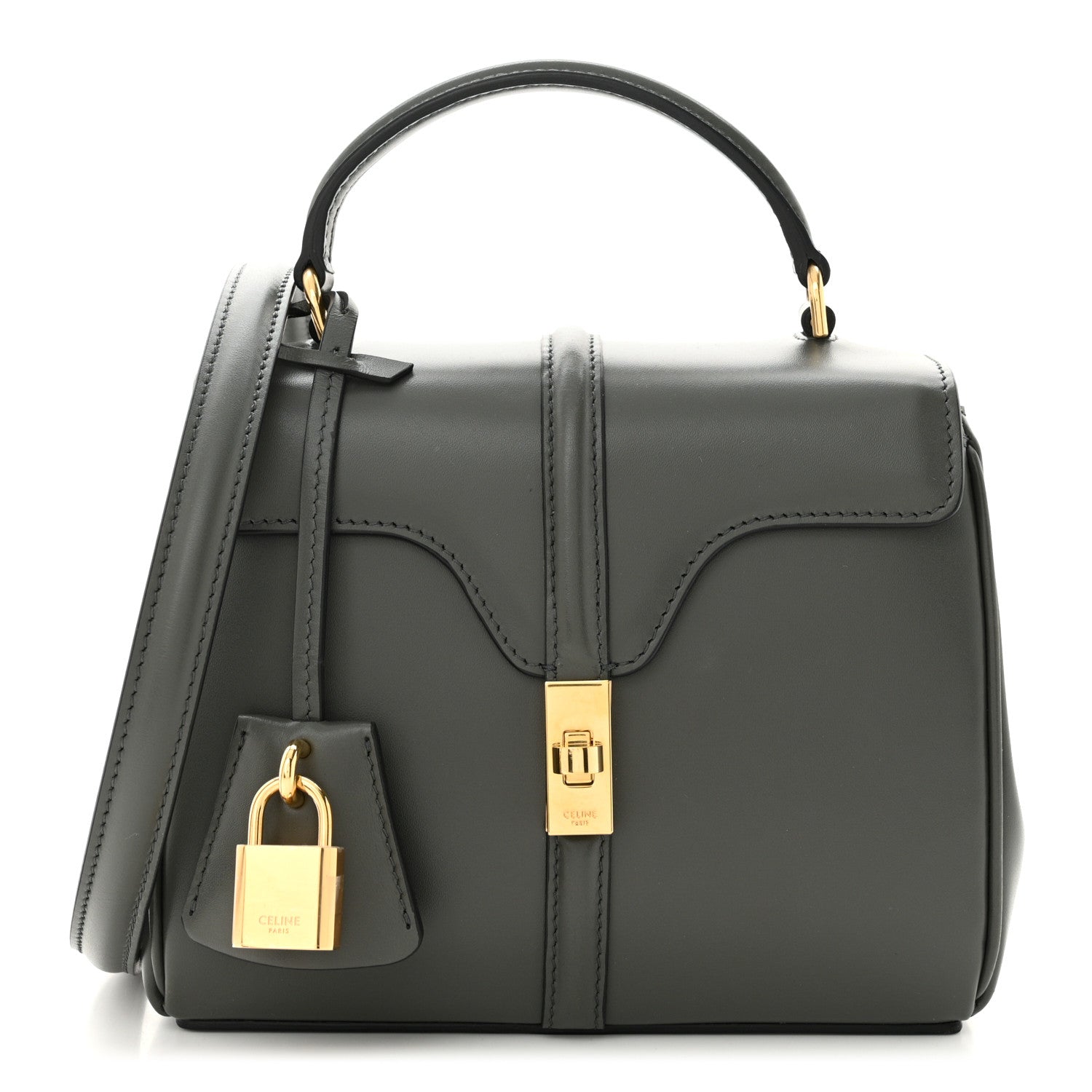 Celine Satinated Calfskin Mini 16 Top Handle Bag Grey 1 of 9