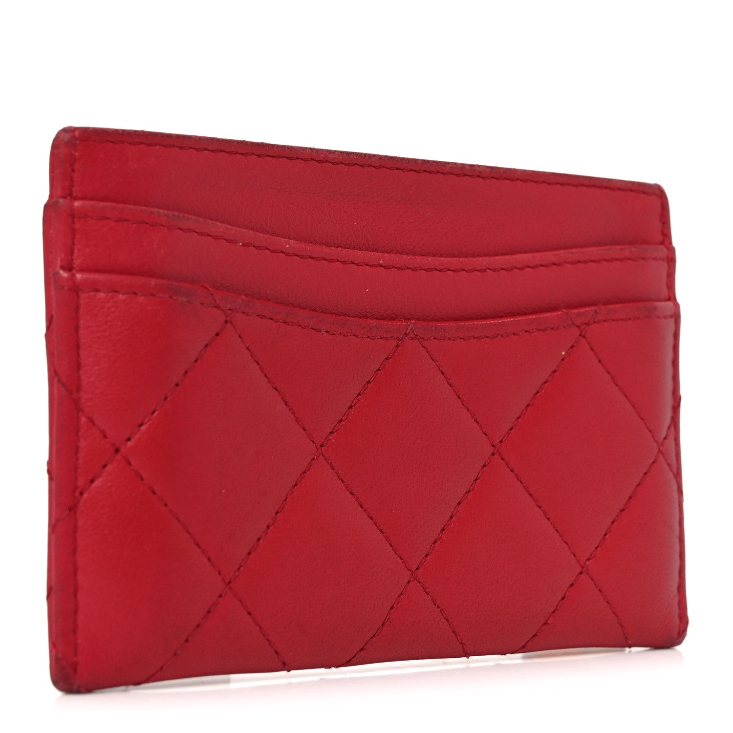 Chanel Lambskin Quilted Card Holder Red 3 of 9