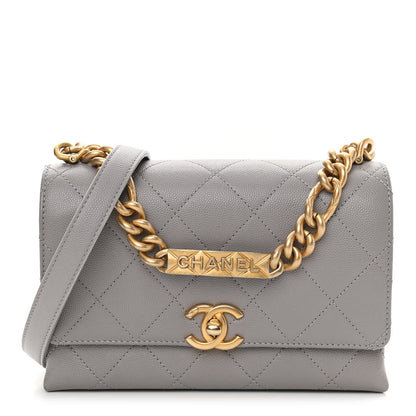 Chanel Caviar Quilted Mini Bracelet On Chain Flap Grey 1 of 11