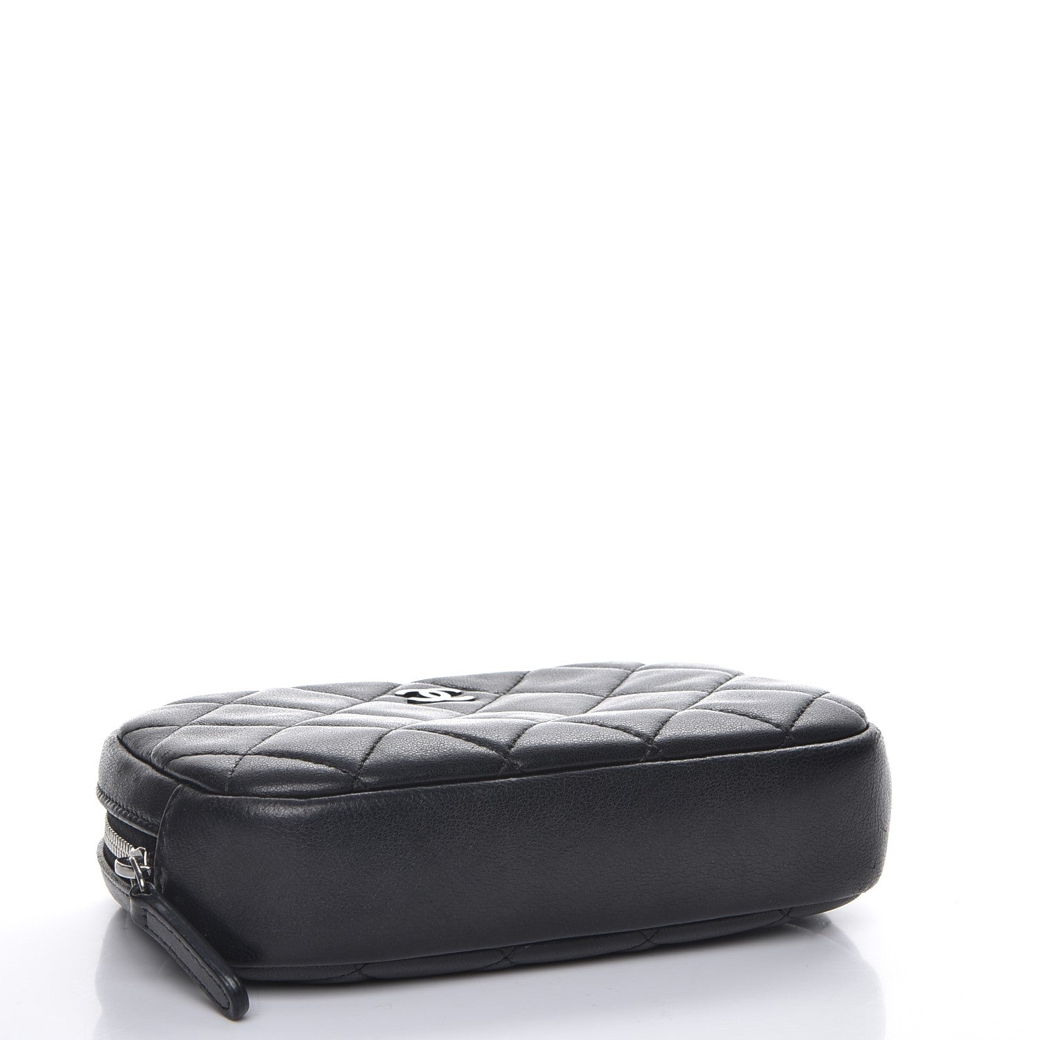 Chanel Lambskin Quilted Small Curvy Pouch Cosmetic Case Black 4 of 8