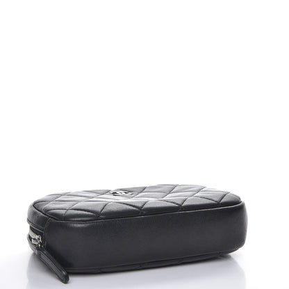 Chanel Lambskin Quilted Small Curvy Pouch Cosmetic Case Black 4 of 8