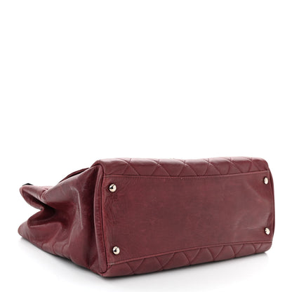 Chanel Glazed Calfskin Quilted Small CC Delivery Tote Burgundy 4 of 11