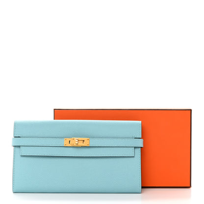 Hermes Epsom Kelly Longue Wallet Bleu Saint Cyr 9 of 9