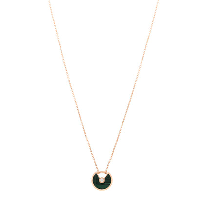 Cartier 18K Pink Gold Diamond Malachite XS Amulette de Cartier Pendant Necklace 1 of 5