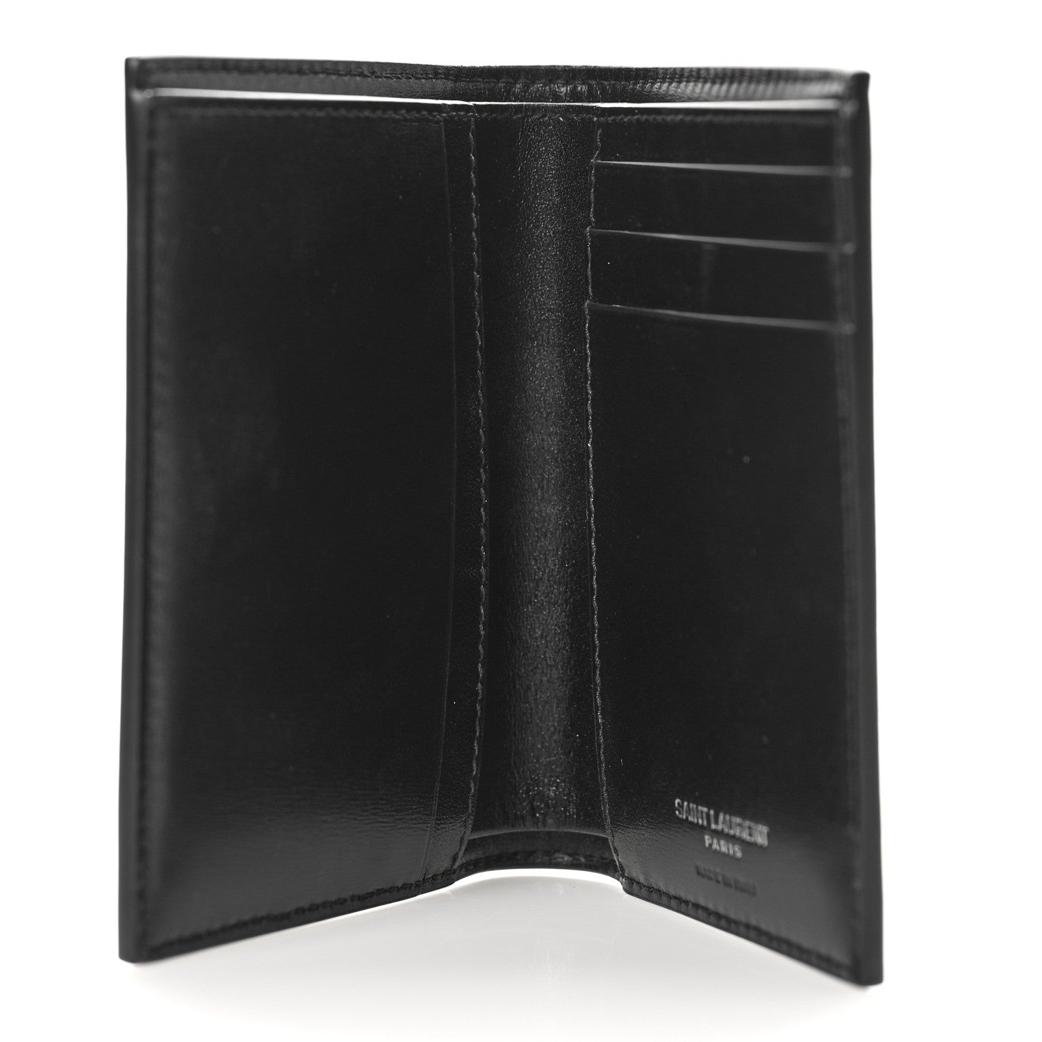 Saint Laurent Smooth Calfskin Cassandre Credit Card Wallet Black 5 of 9