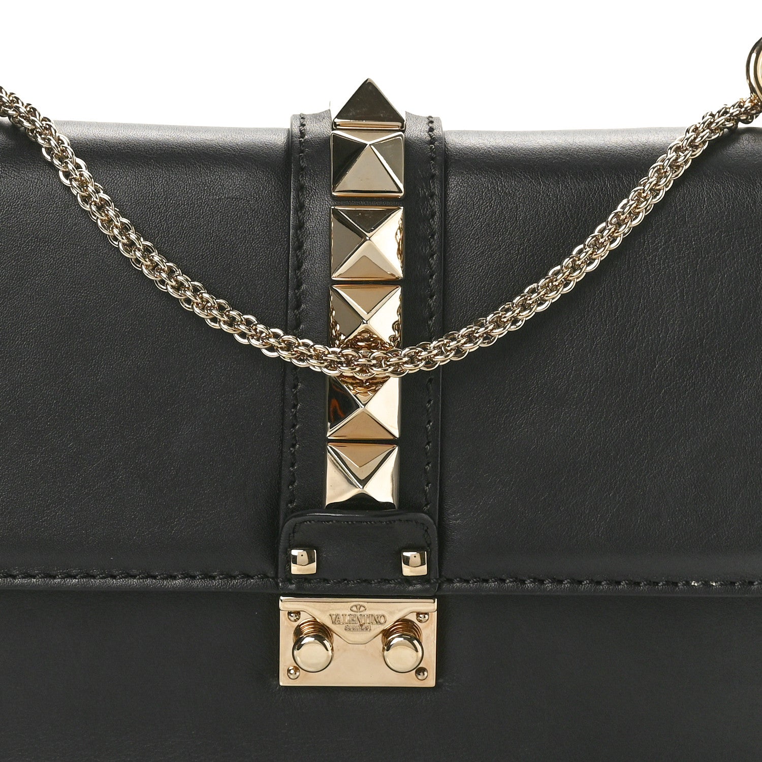 Valentino Garavani Vitello Medium Glam Lock Rockstud Flap Black 8 of 11