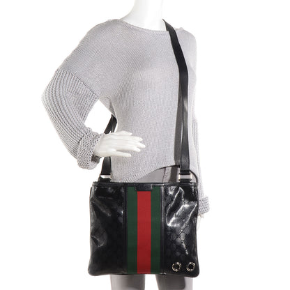Gucci Imprime Monogram Web Medium 500 by Gucci Flat Messenger Bag Black 2 of 7