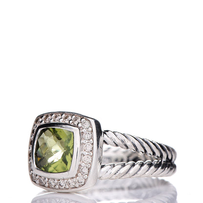 David Yurman Sterling Silver Diamond Peridot 7mm Petite Albion Ring 52 6 3 of 5