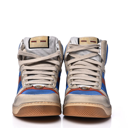 Gucci Nubuck Web Mens Screener High Top Sneakers 9 Dusty Milk Bright Splash 2 of 11