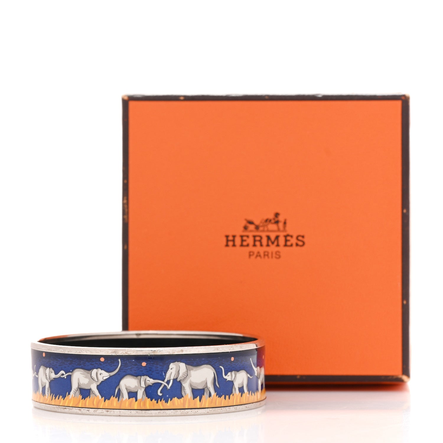 Hermes Enamel Printed Elephants Grazing Medium Bracelet 70 6 of 6