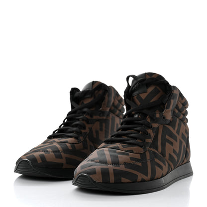 Fendi Nylon FF Reloaded High Top Sneakers 38.5 Tobacco Black 3 of 8