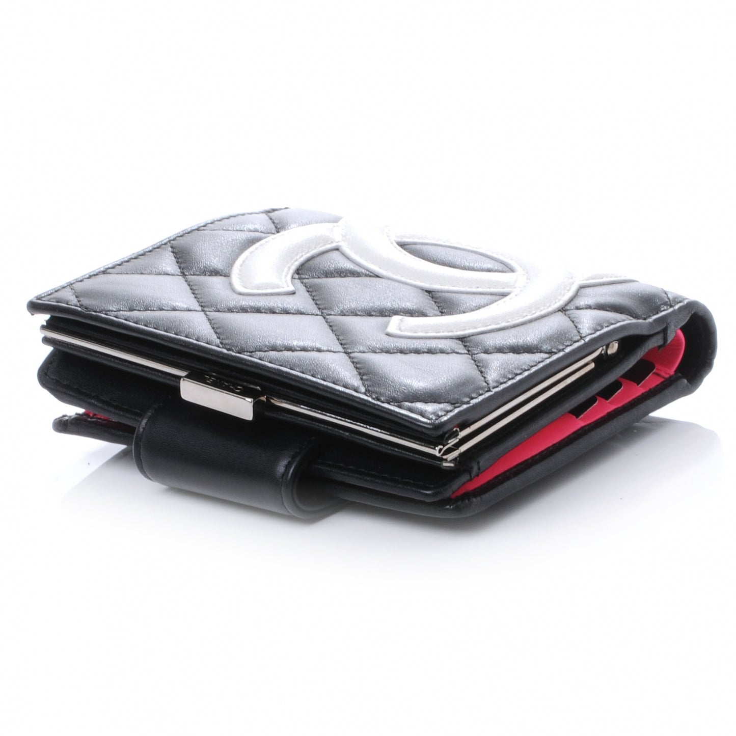 Calfskin Quilted Bi-fold Wallet Black White