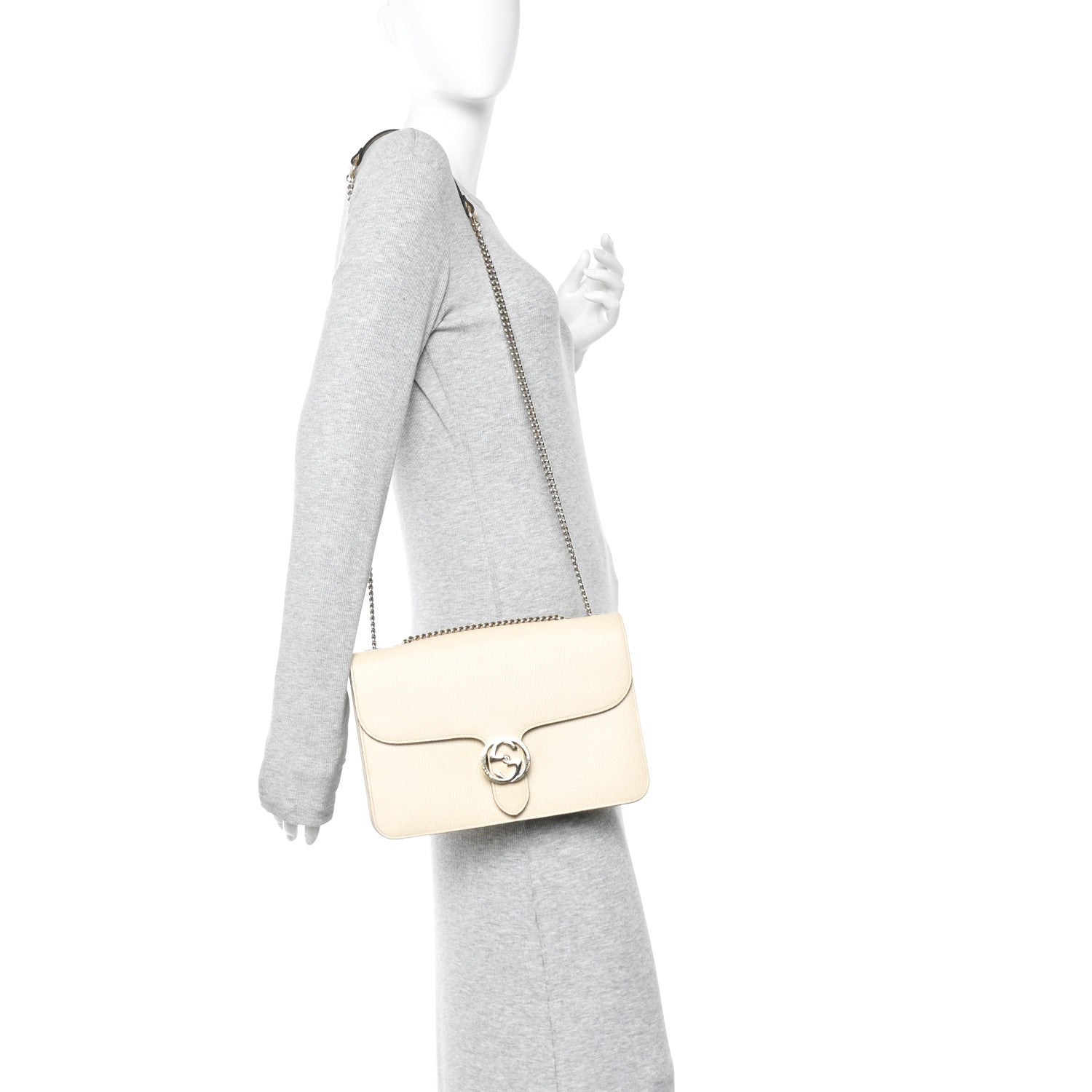 Gucci Dollar Calfskin Interlocking G Shoulder Bag Ivoire 2 of 16