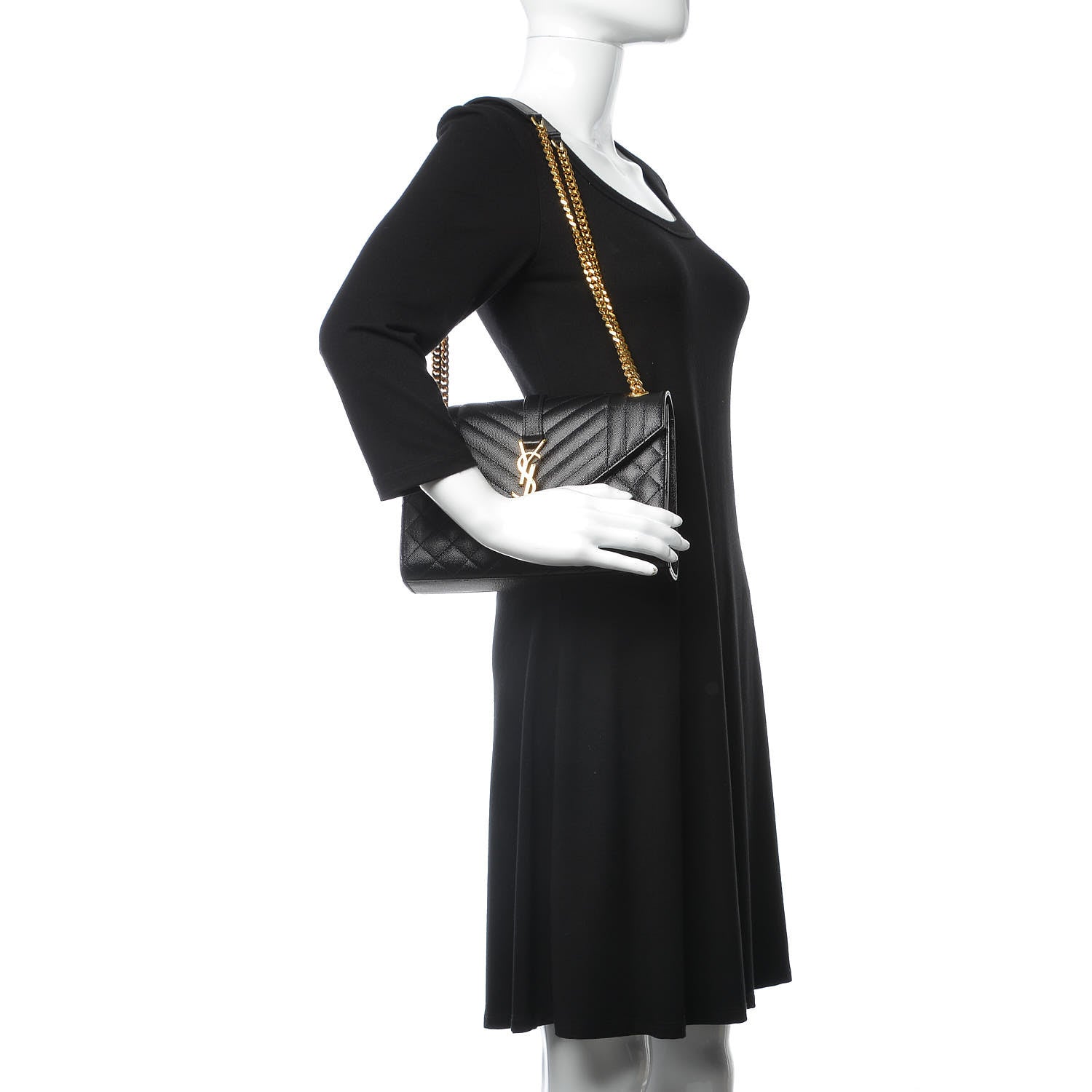 Saint Laurent Grain De Poudre Textured Mixed Matelasse Triquilt Medium Monogram Satchel Black 2 of 8