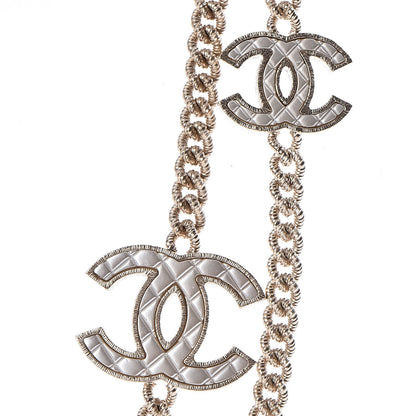 Chanel Quilted CC Long Chain Necklace Gold Pearly White 4 of 7