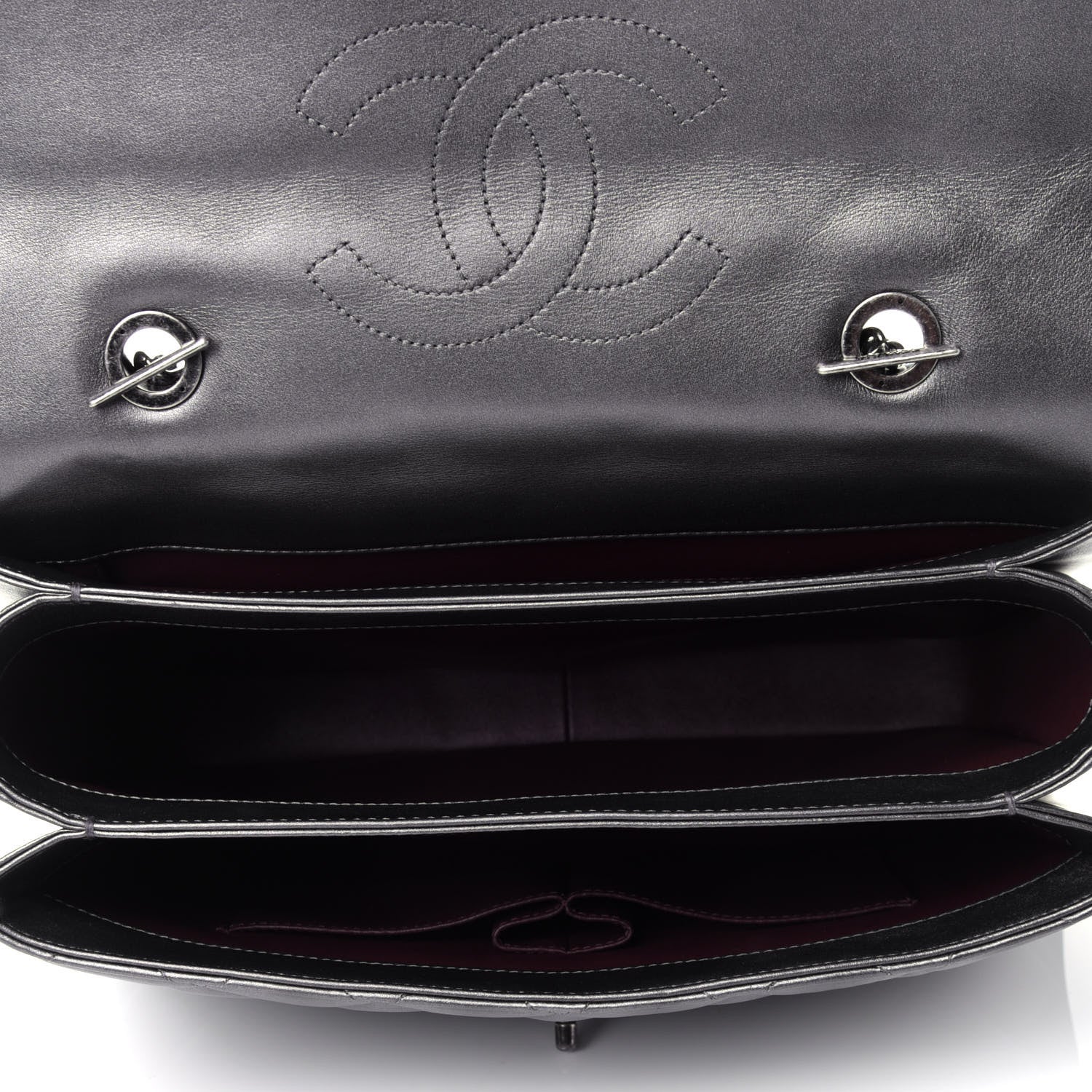 Chanel Metallic Calfskin Quilted Large Trendy CC Flap Dual Handle Bag Dark Silver 4 of 11
