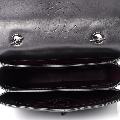 Chanel Metallic Calfskin Quilted Large Trendy CC Flap Dual Handle Bag Dark Silver 4 of 11