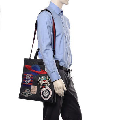 Gucci GG Supreme Monogram Night Courrier Vertical Tote Black Multicolor 2 of 9