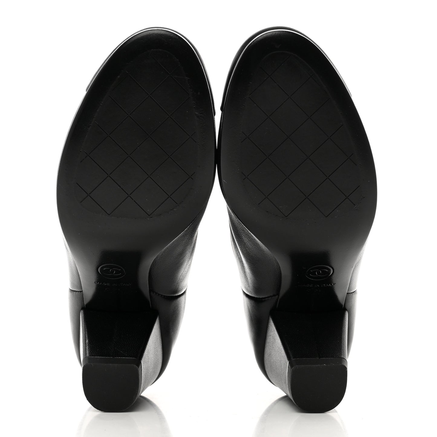 Lambskin Cap Toe CC Short Ankle Boots 36.5 Black