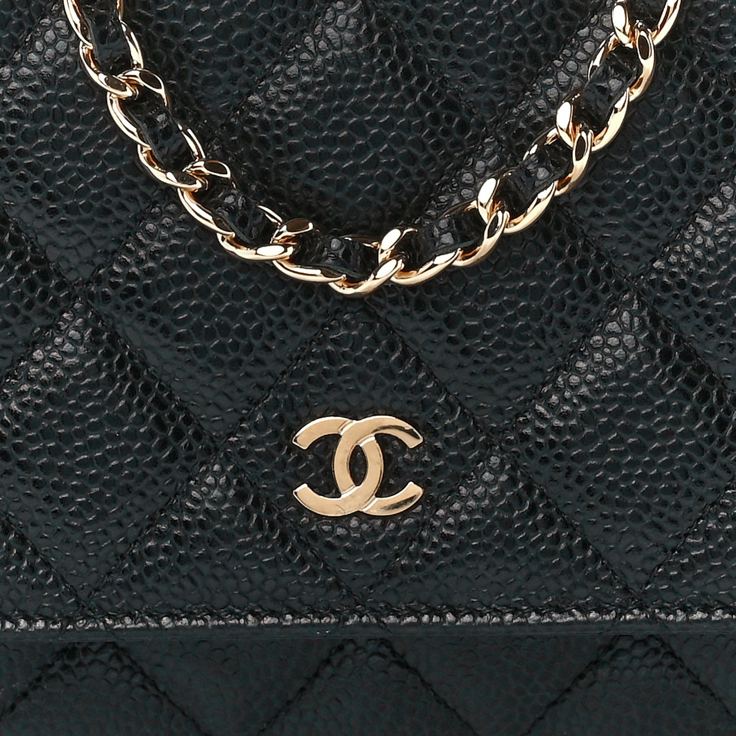 Caviar Quilted Wallet On Chain WOC Black