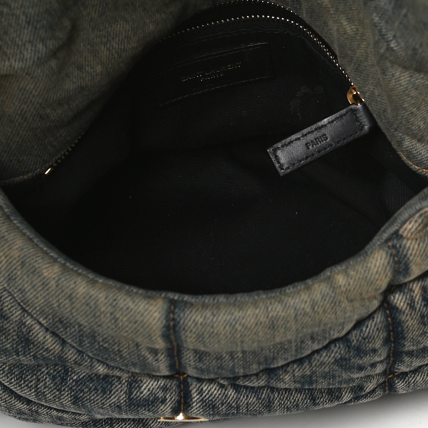 Saint Laurent Denim Quilted Small Loulou Puffer Monogram Chain Satchel Rodeo Blue 4 of 9