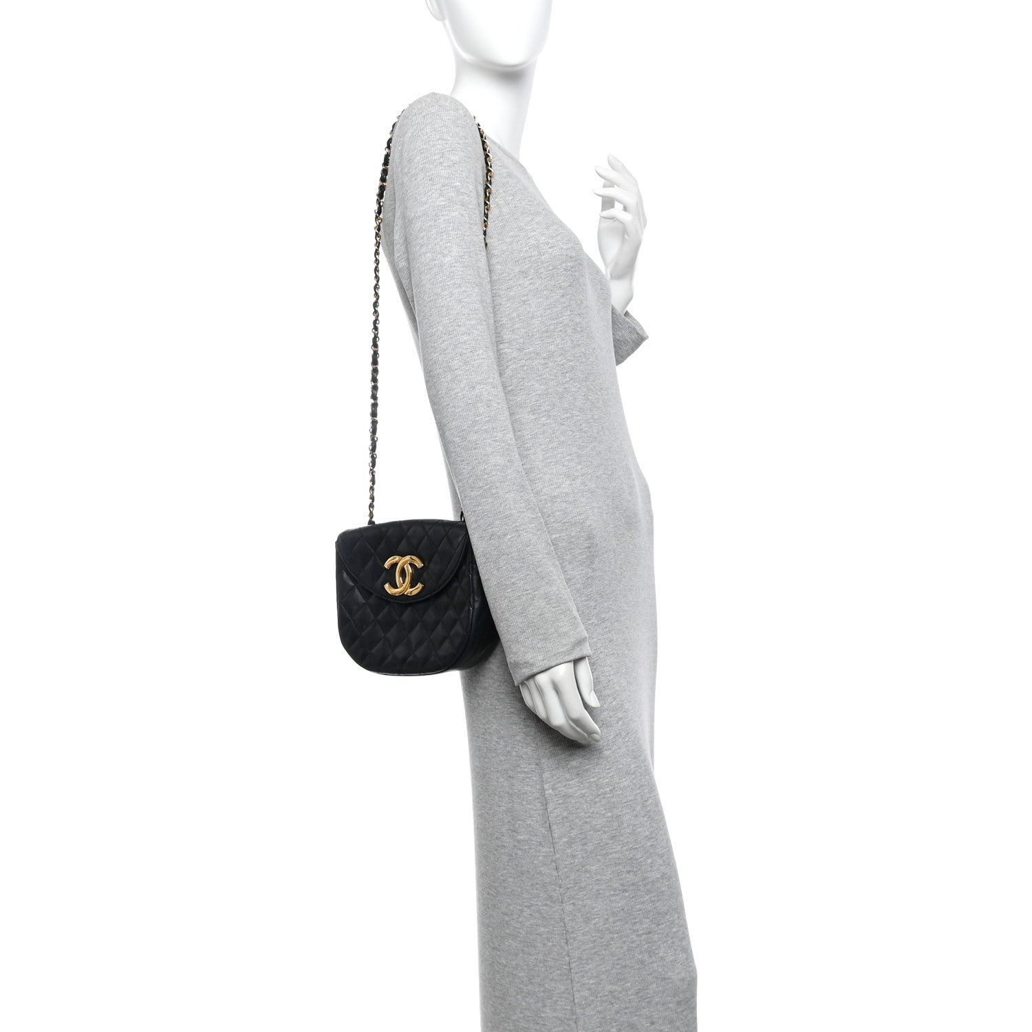Chanel Lambskin Quilted Half Moon Flap Black 2 of 14