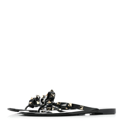 Valentino Garavani PVC Jelly Rockstud Bow Thong Sandals 38 Black 3 of 9