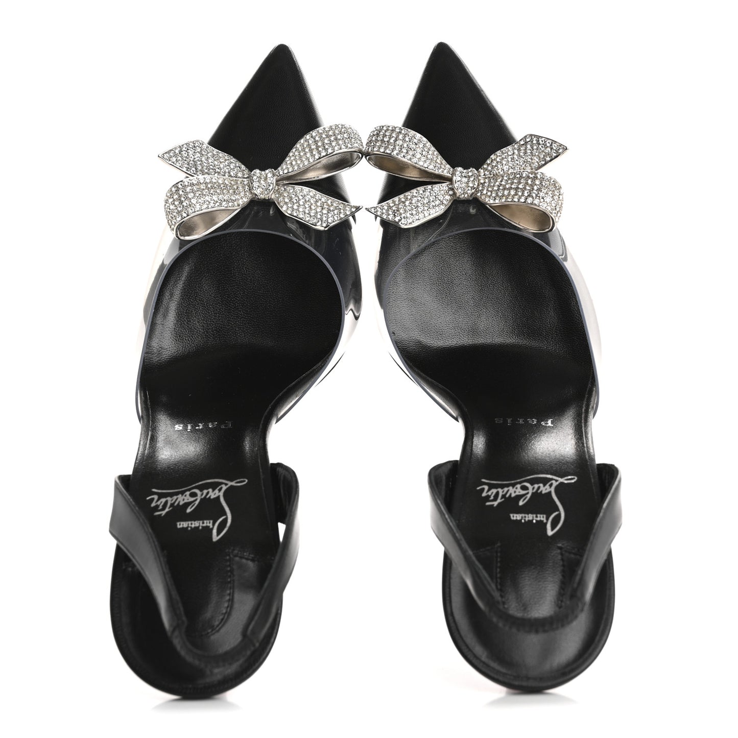 Satin Crystal PVC Astrinodo 100 Slingback Sandals 40 Black