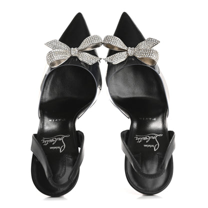 Christian Louboutin Satin Crystal PVC Astrinodo 100 Slingback Sandals 40 Black 2 of 10