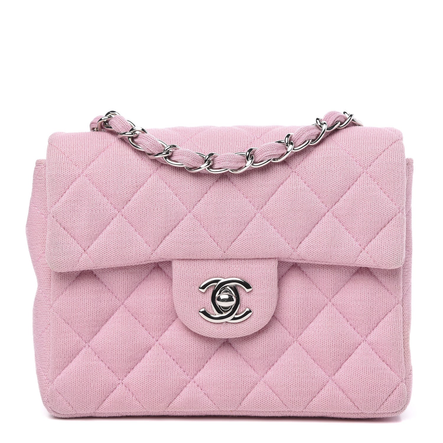 Chanel Jersey Quilted Mini Square Flap Pink 1 of 12