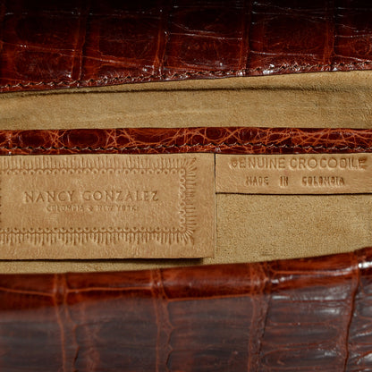Nancy Gonzalez Crocodile Clutch Cognac 6 of 7