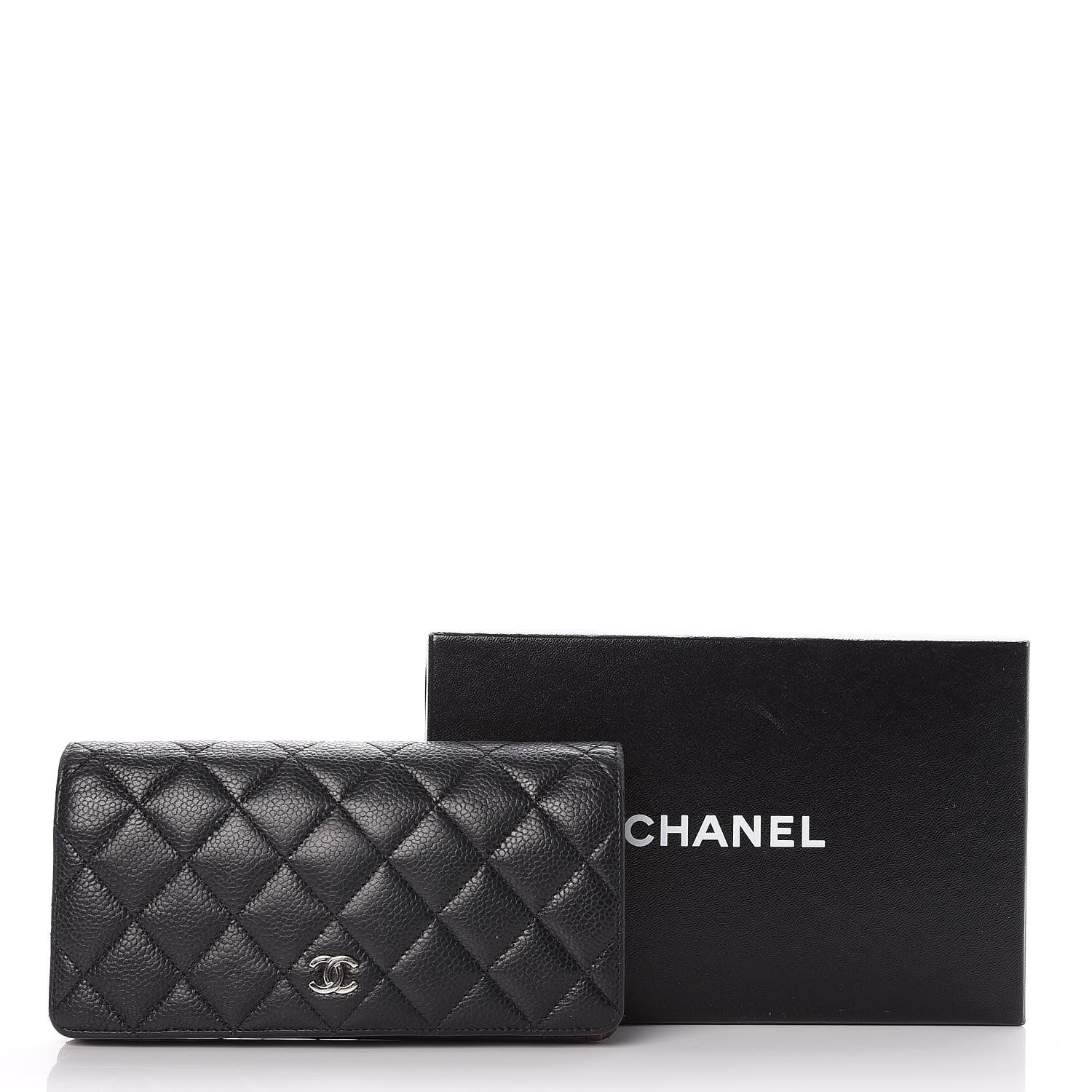 Chanel Caviar Quilted Yen Wallet Black 9 of 9