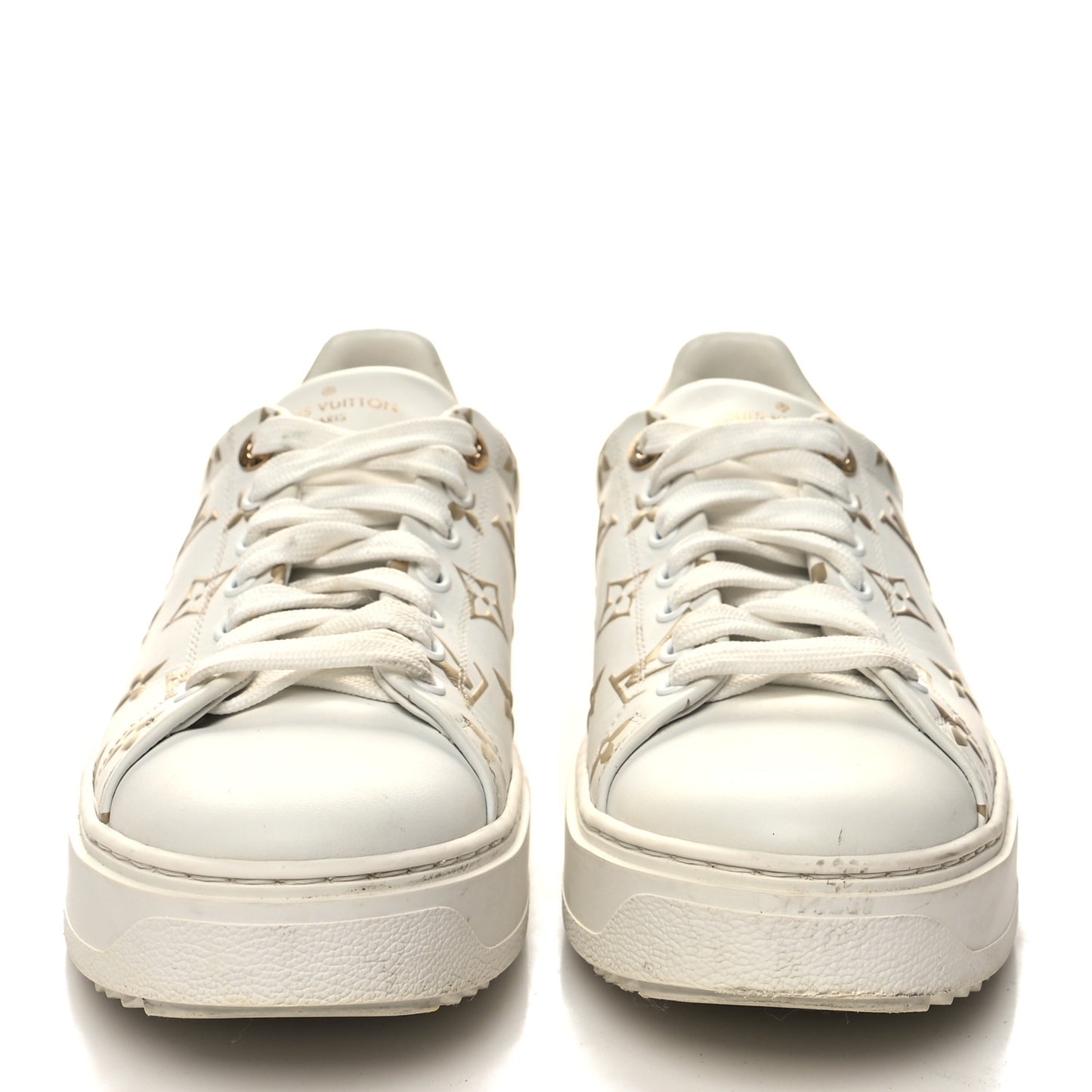 Calfskin Monogram Debossed Time Out Sneakers 40 Gold