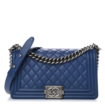 Chanel Calfskin Quilted Medium Boy Flap Blue 1 of 4