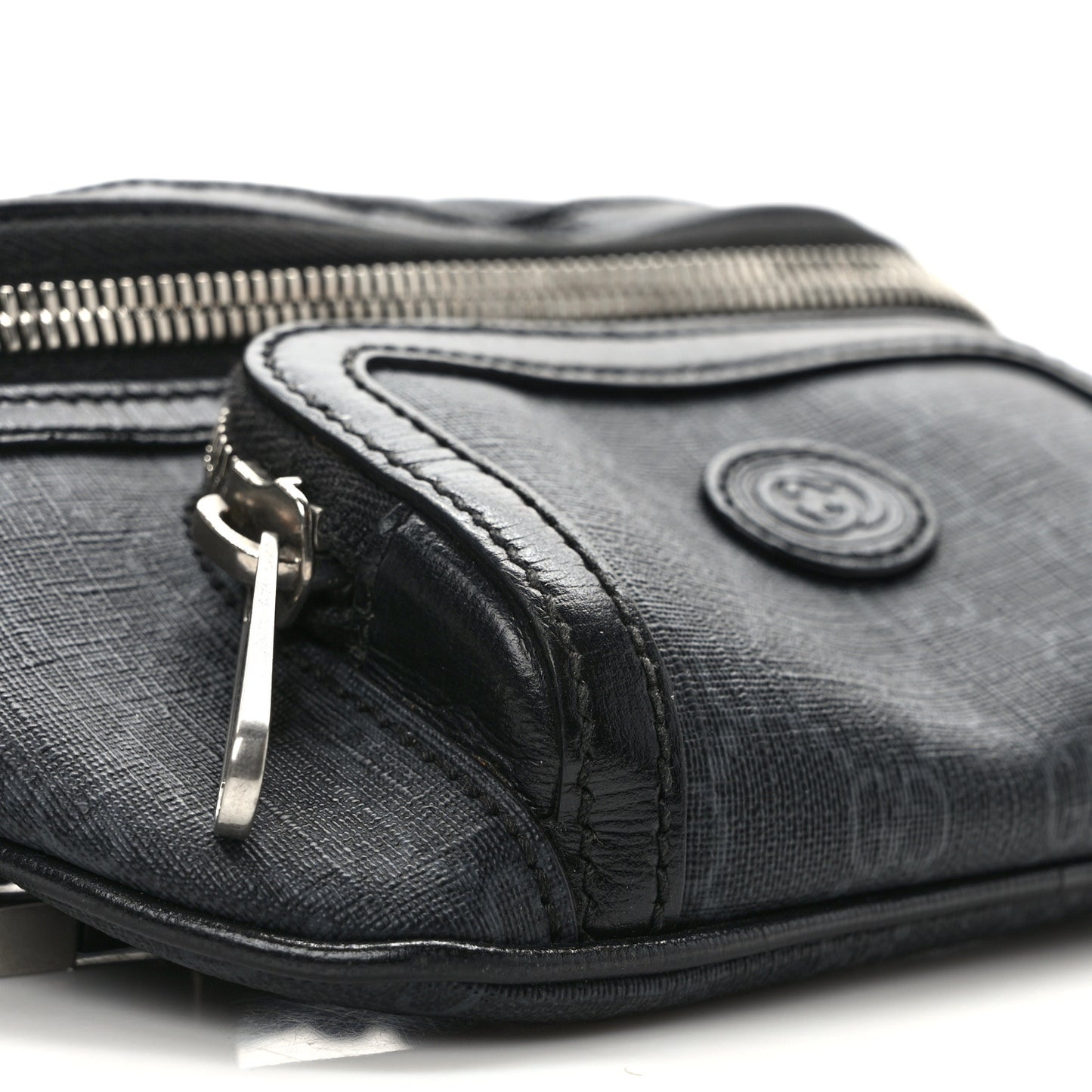 GG Supreme Monogram Textured Calfskin Retro Interlocking G Belt Bag Black