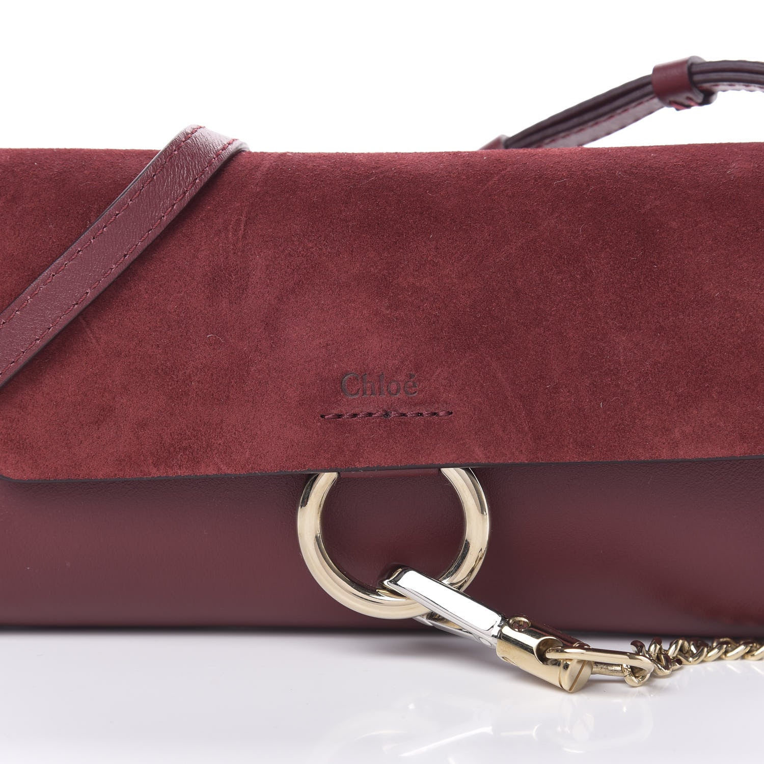 Chloe Suede Calfskin Mini Faye Shoulder Bag Plum Purple 8 of 13