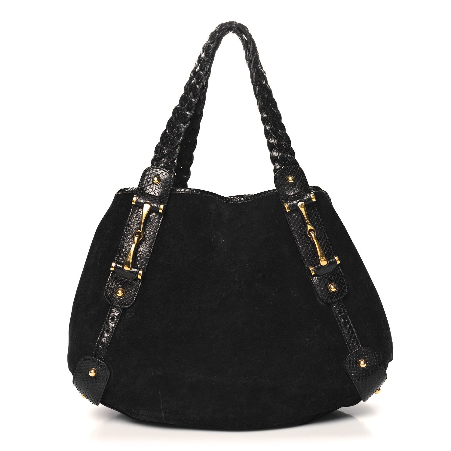 Gucci Snakeskin Suede Medium Pelham Shoulder Bag Black 1 of 11