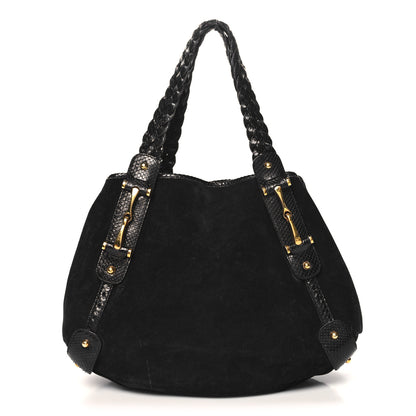 Gucci Snakeskin Suede Medium Pelham Shoulder Bag Black 1 of 11