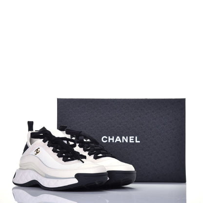 Chanel Velvet Calfskin Mixed Fibers CC Sneakers 40.5 Ivory Black 8 of 8